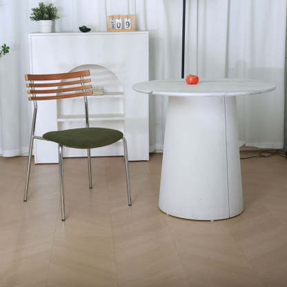Minimalist Fabric Iron Curved Dining Chair