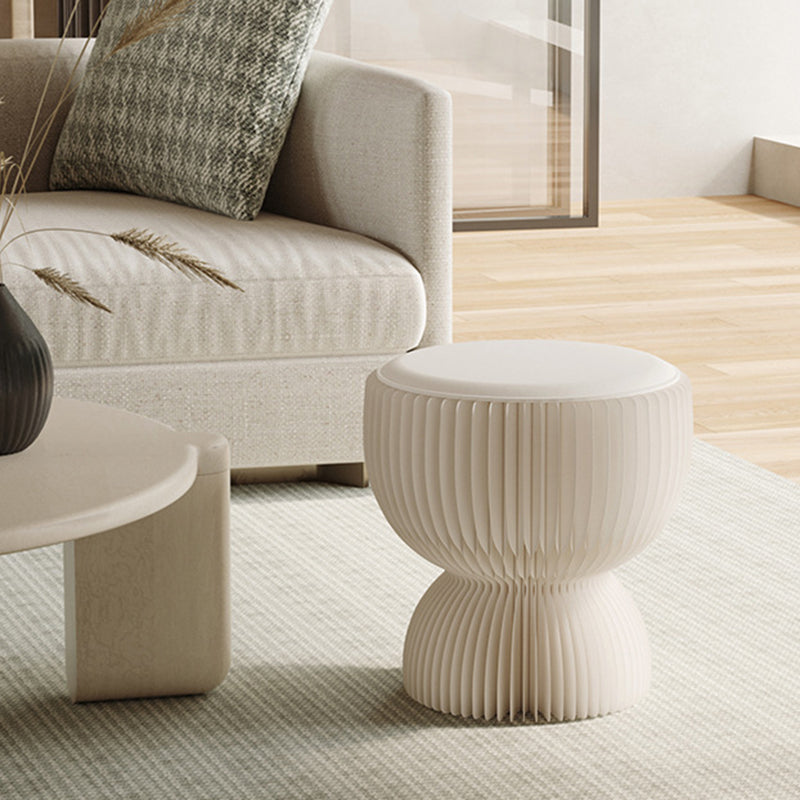Contemporary Leather Lotus Foldable Low Stool — White
