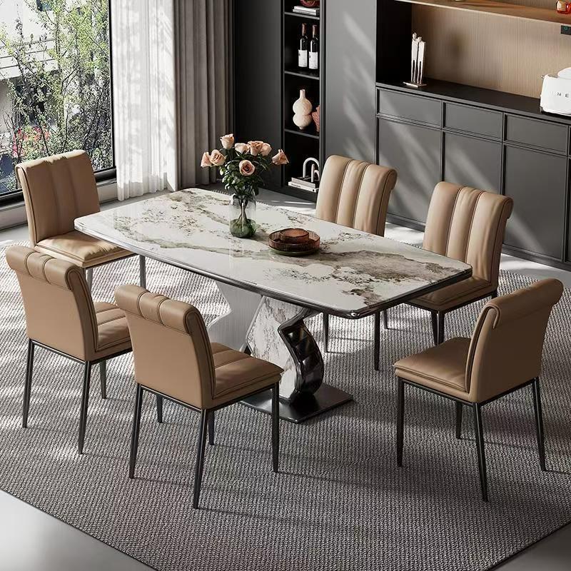 Minimalist Leather Carbon Steel Square Dining Chair