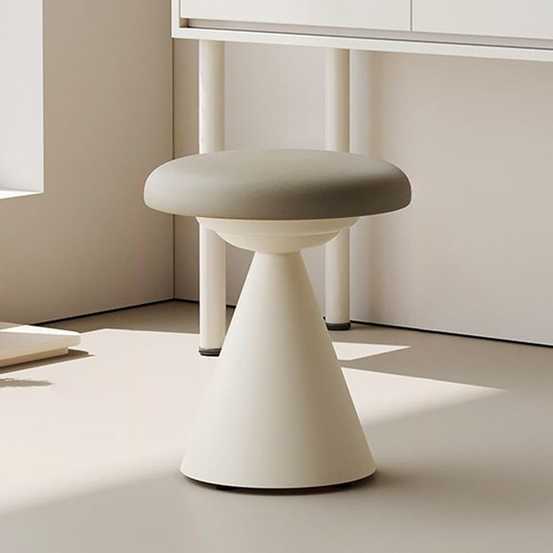 Nordic Leather Iron Round Conical Vanity Stool — Gray