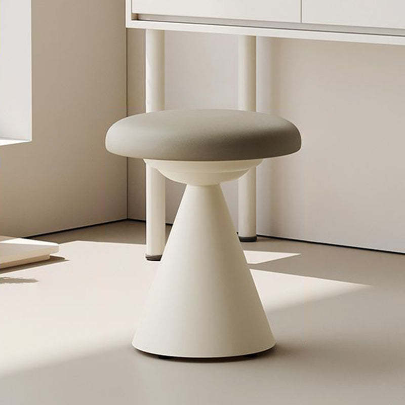 Nordic Leather Iron Round Conical Vanity Stool — Gray