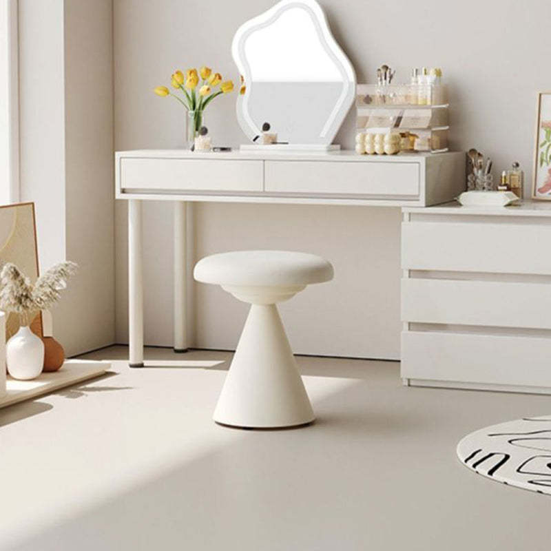 Nordic Leather Iron Round Conical Vanity Stool — White