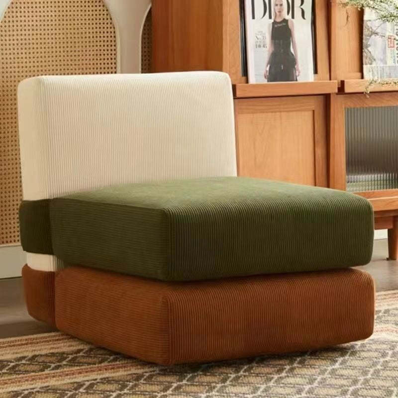 Nordic Corduroy Square Sofa Chair — Green + Yellow