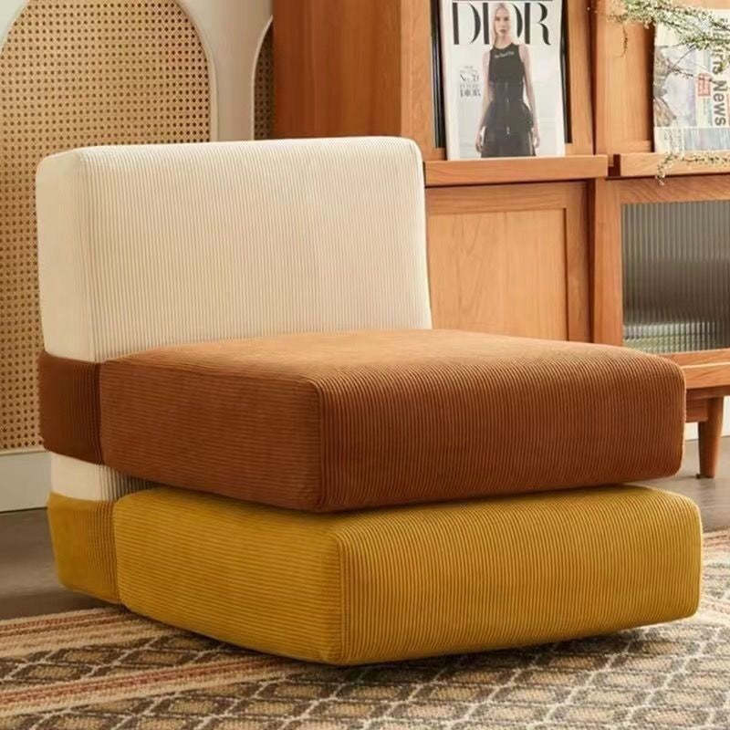 Lighom nordic square corduroy beige accent chairs in fabric — Caramel & Yellow