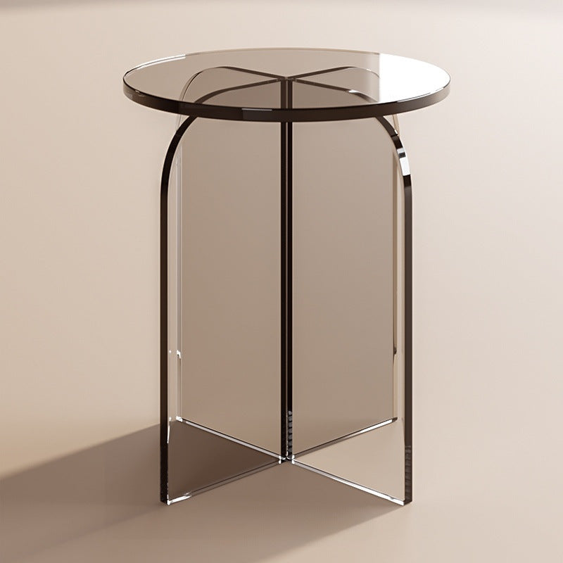 Nordic Acrylic Round Vanity Stool — Tea Color + Transparent