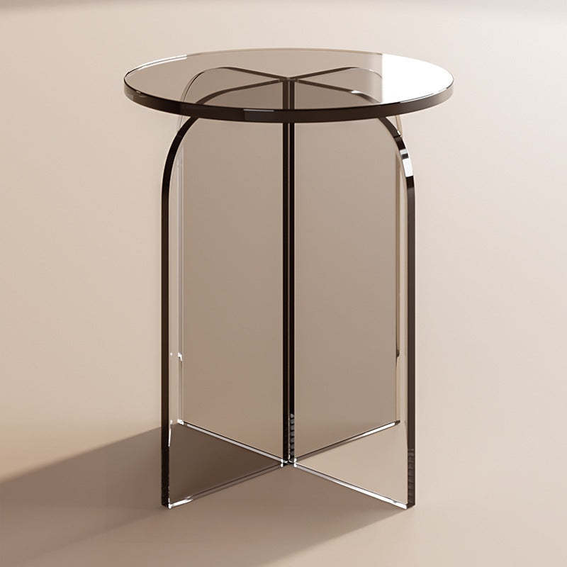 Nordic Acrylic Round Vanity Stool — Tea Color + Transparent