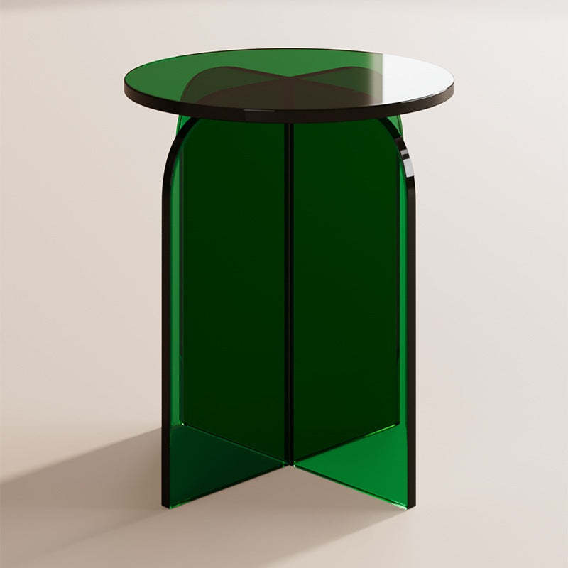 Nordic Acrylic Round Vanity Stool — Tea Color