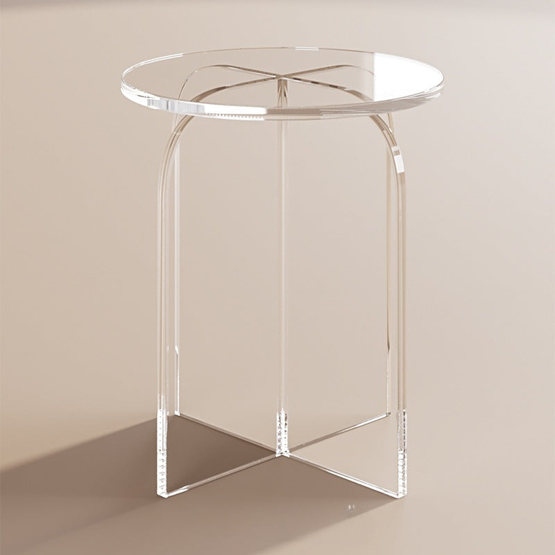 Nordic Acrylic Round Vanity Stool — Gray + Transparent