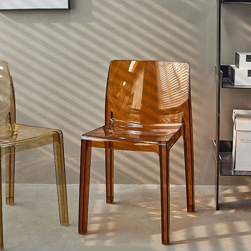 Nordic Acrylic Square Bedroom Dining Chair — Tea Color