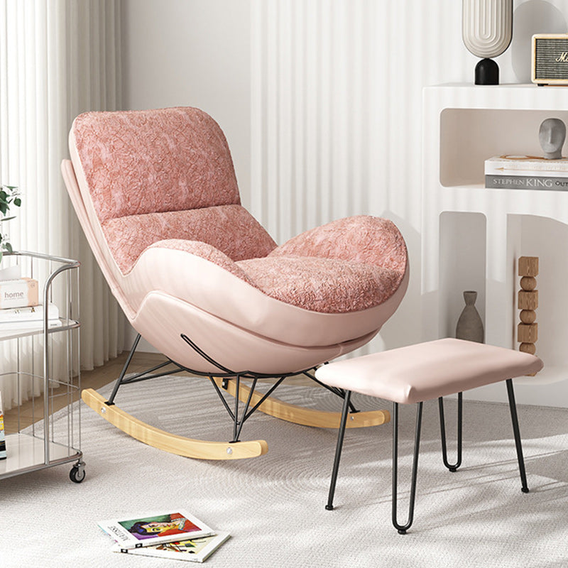 Nordic Fabric Steel Curved Rocking Chair