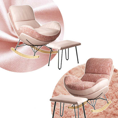 Nordic Fabric Steel Curved Rocking Chair