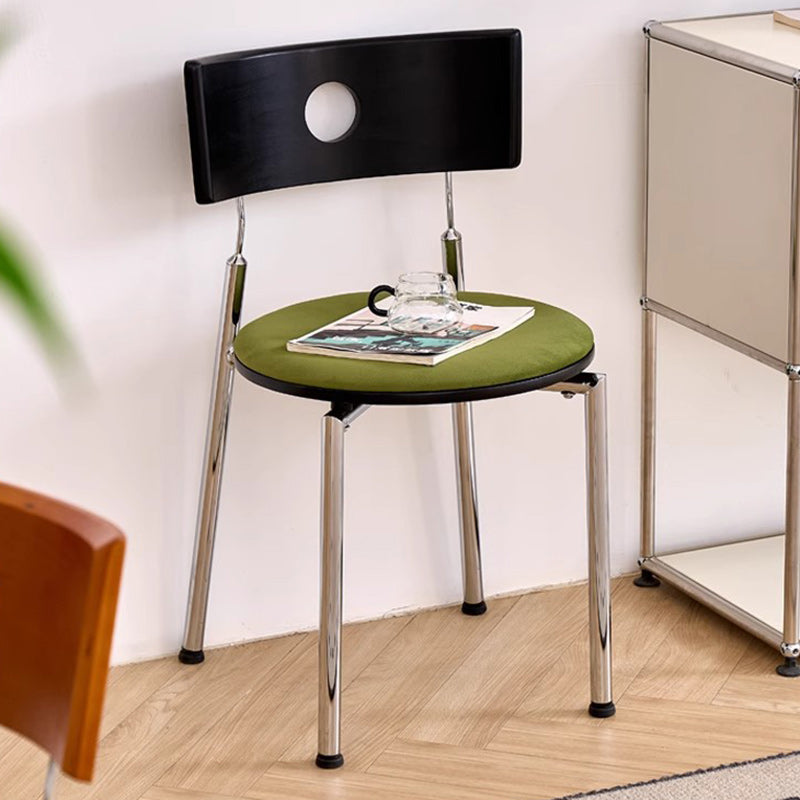 Vintage Velvet Wood Living Room Chair — Green Seat + Black Back