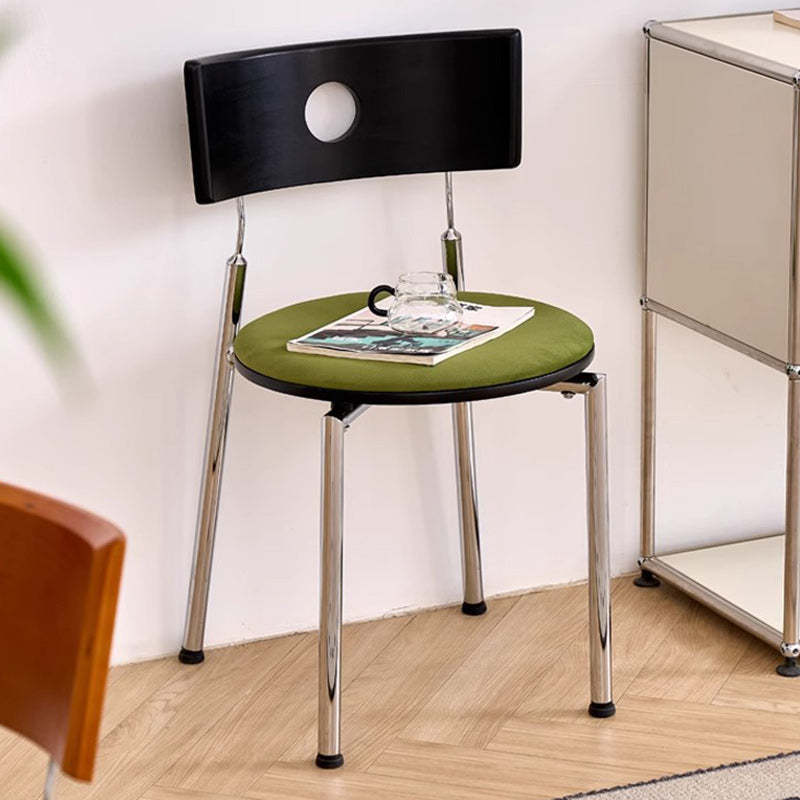 Vintage Velvet Wood Living Room Chair — Green Seat + Black Back