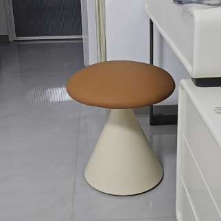 Minimalist Leather Iron Mushroom Vanity Stool