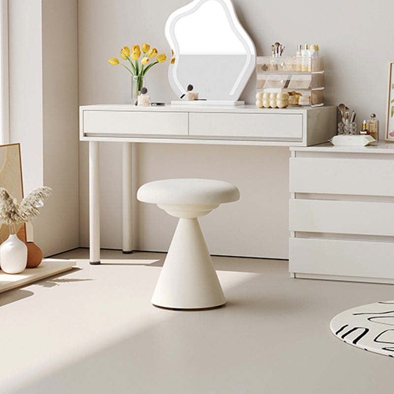 Minimalist Leather Iron Mushroom Vanity Stool — Orange