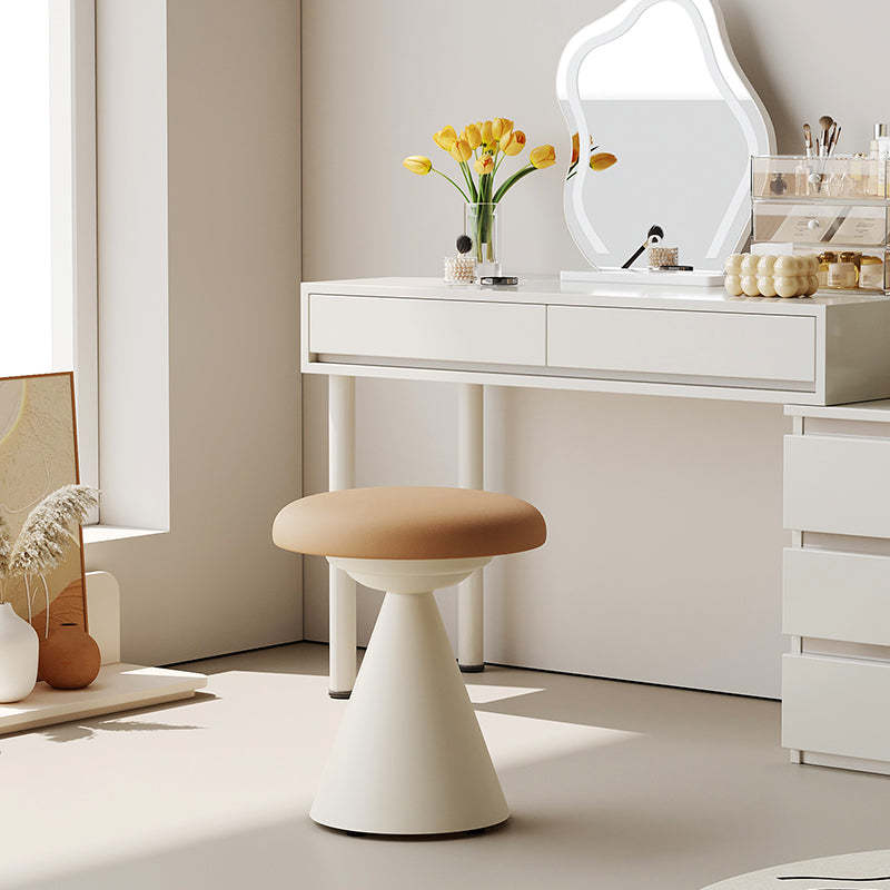 Minimalist Leather Iron Mushroom Vanity Stool