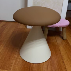 Minimalist Leather Iron Mushroom Vanity Stool