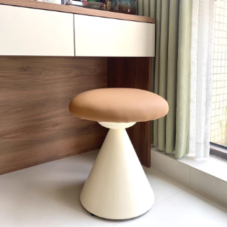 Minimalist Leather Iron Mushroom Vanity Stool