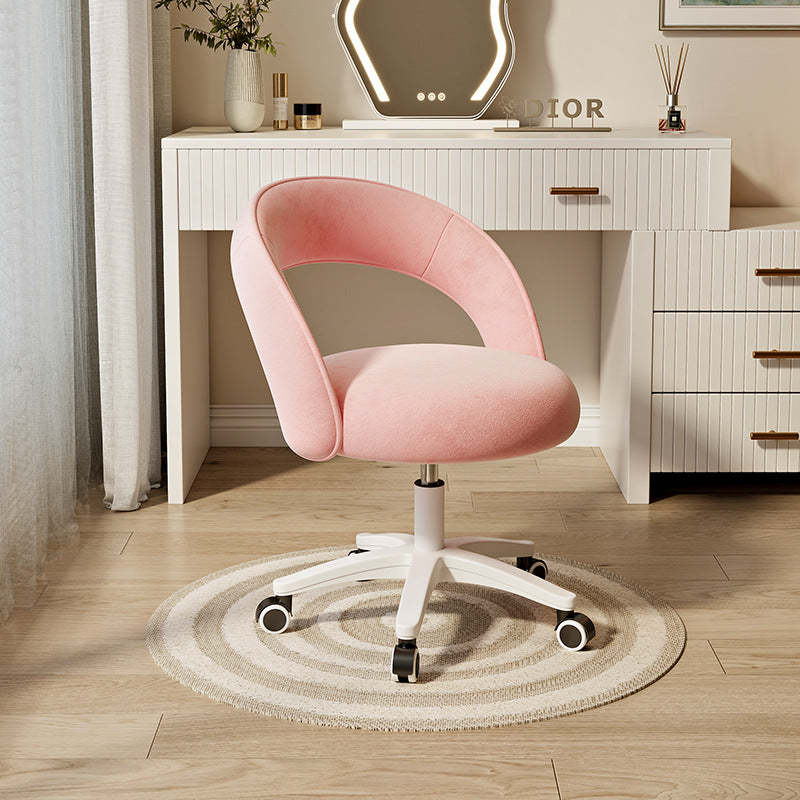 Nordic Velvet Nylon Curved Vanity Stool — Black