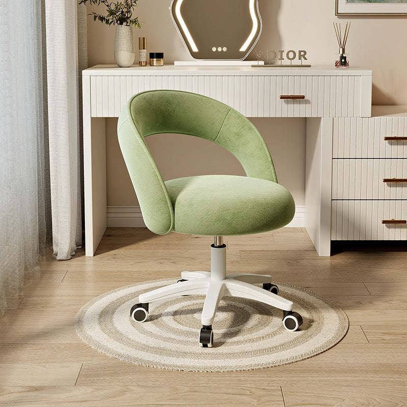 Nordic Velvet Nylon Curved Vanity Stool — Gray