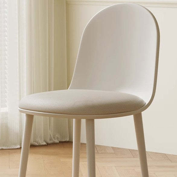 Minimalist Velvet Leather Curved Ergonomic Dining Chair — Velvet / Pure White
