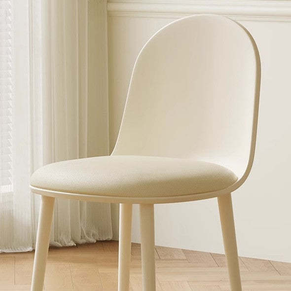 Minimalist Velvet Leather Curved Ergonomic Dining Chair — Velvet / Milky Yellow