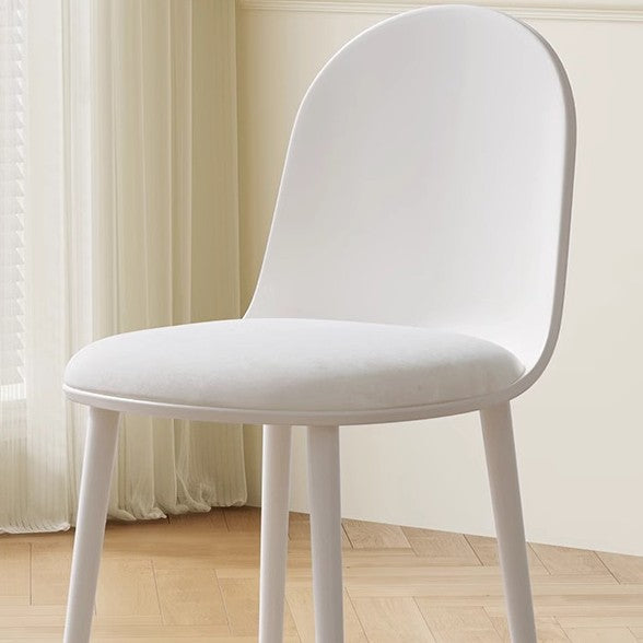 Minimalist Velvet Leather Curved Ergonomic Dining Chair — Velvet / Blue