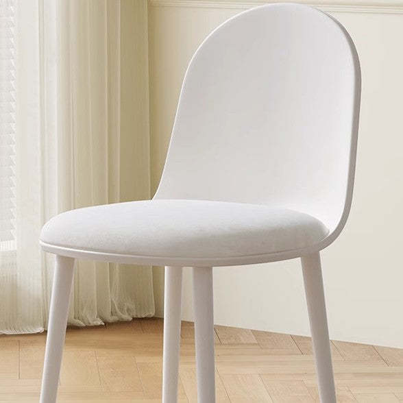 Minimalist Velvet Leather Curved Ergonomic Dining Chair — Velvet / Blue