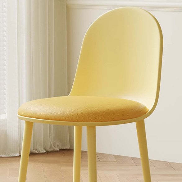 Minimalist Velvet Leather Curved Ergonomic Dining Chair — Velvet / Pink