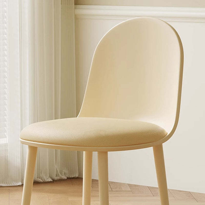 Minimalist Velvet Leather Curved Ergonomic Dining Chair — Velvet / Yellow