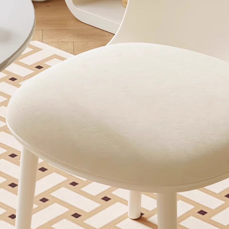 Minimalist Velvet Leather Curved Ergonomic Dining Chair — Plastic / Blue