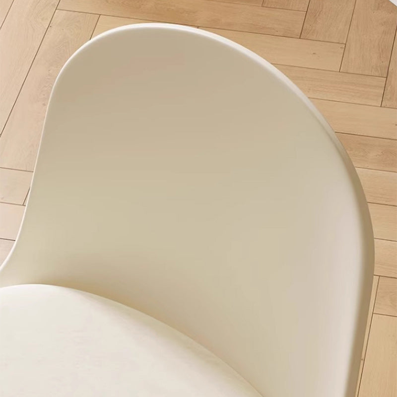 Minimalist Velvet Leather Curved Ergonomic Dining Chair — Leather / Blue