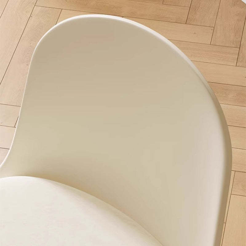 Minimalist Velvet Leather Curved Ergonomic Dining Chair — Leather / Blue