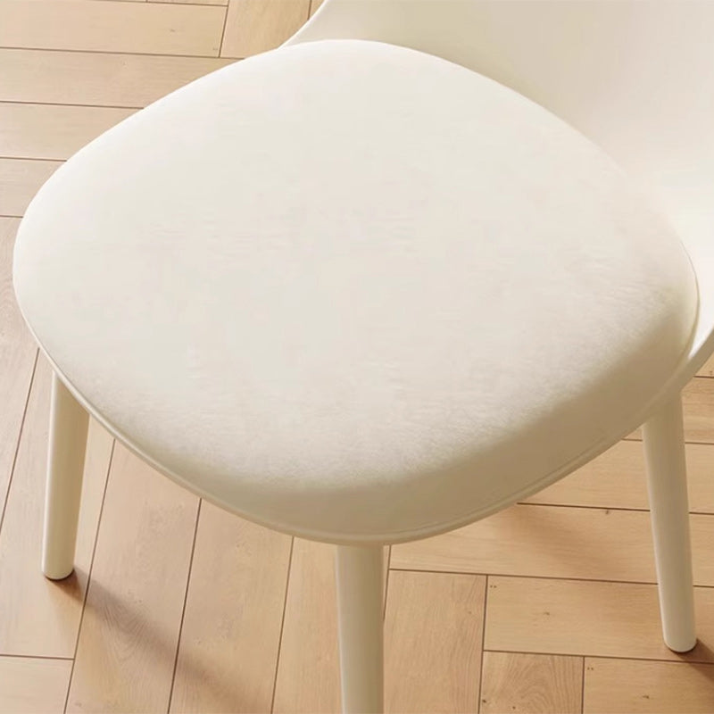 Minimalist Velvet Leather Curved Ergonomic Dining Chair — Leather / Pure White