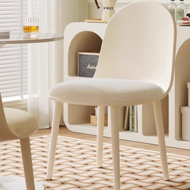 Minimalist Velvet Leather Curved Ergonomic Dining Chair — Leather / Pink
