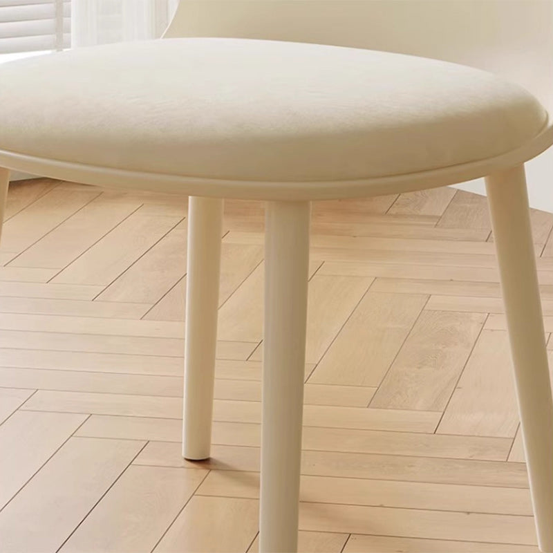 Minimalist Velvet Leather Curved Ergonomic Dining Chair — Leather / Milky Yellow