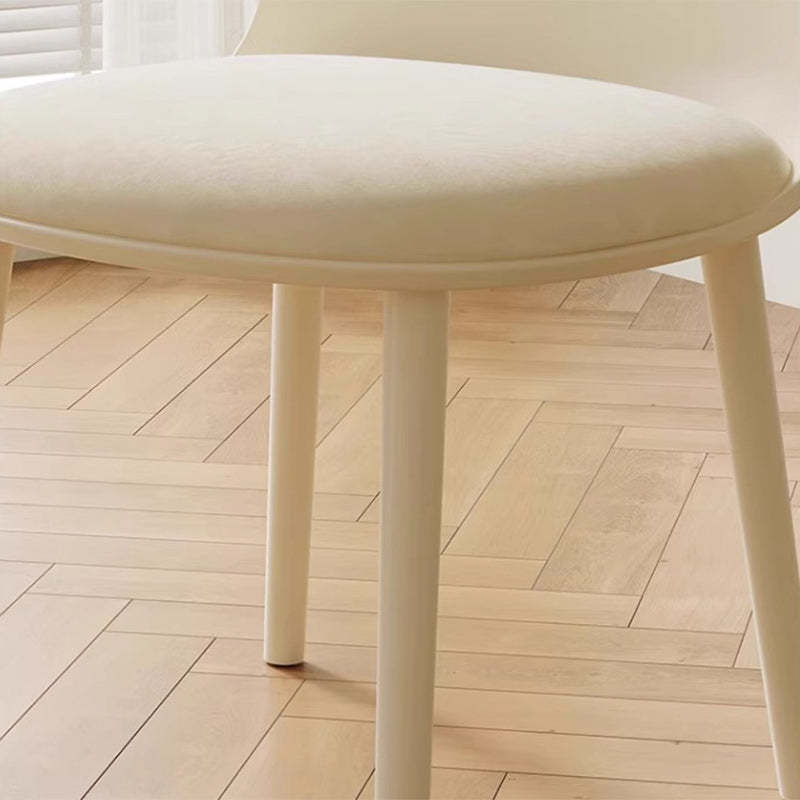 Minimalist Velvet Leather Curved Ergonomic Dining Chair — Leather / Milky Yellow