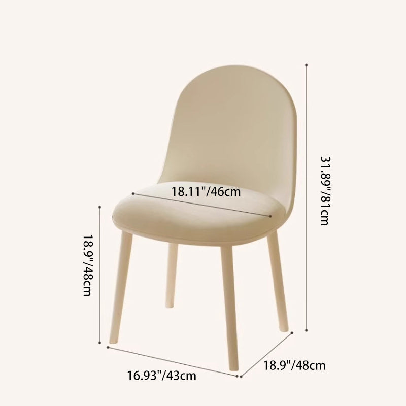 Minimalist Velvet Leather Curved Ergonomic Dining Chair — Plastic / Gray