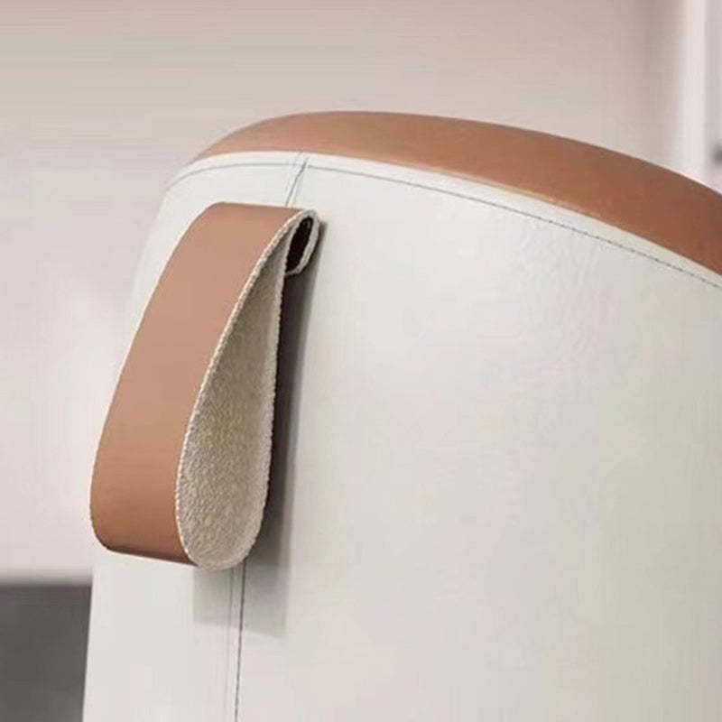 Minimalist Leather Wood Cylindrical Vanity Stool