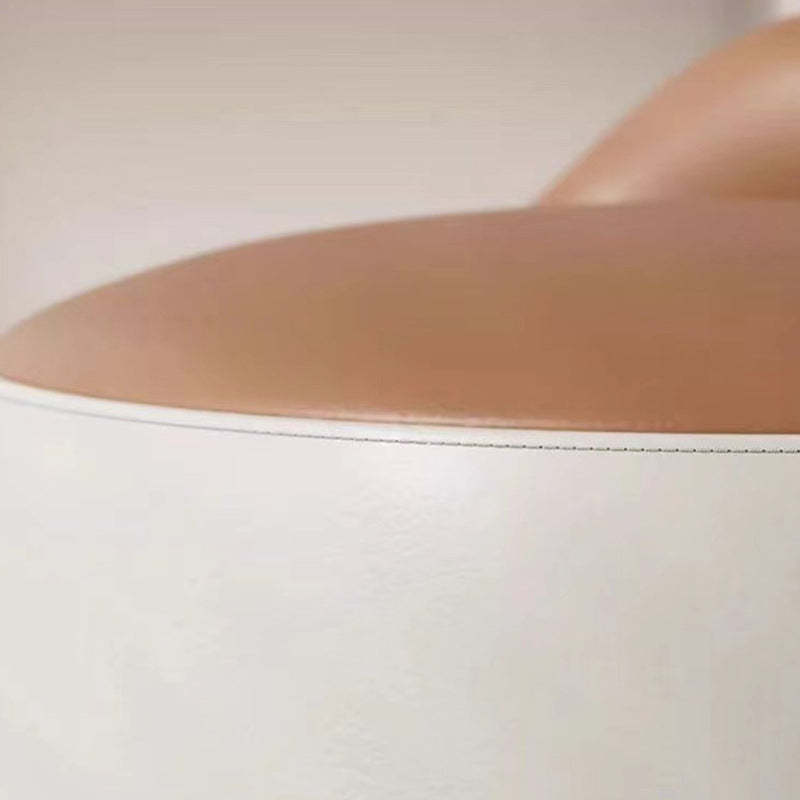Minimalist Leather Wood Cylindrical Vanity Stool