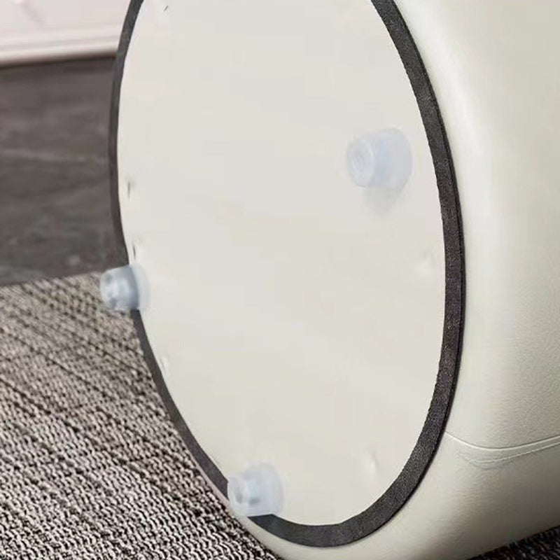 Minimalist Leather Wood Cylindrical Vanity Stool
