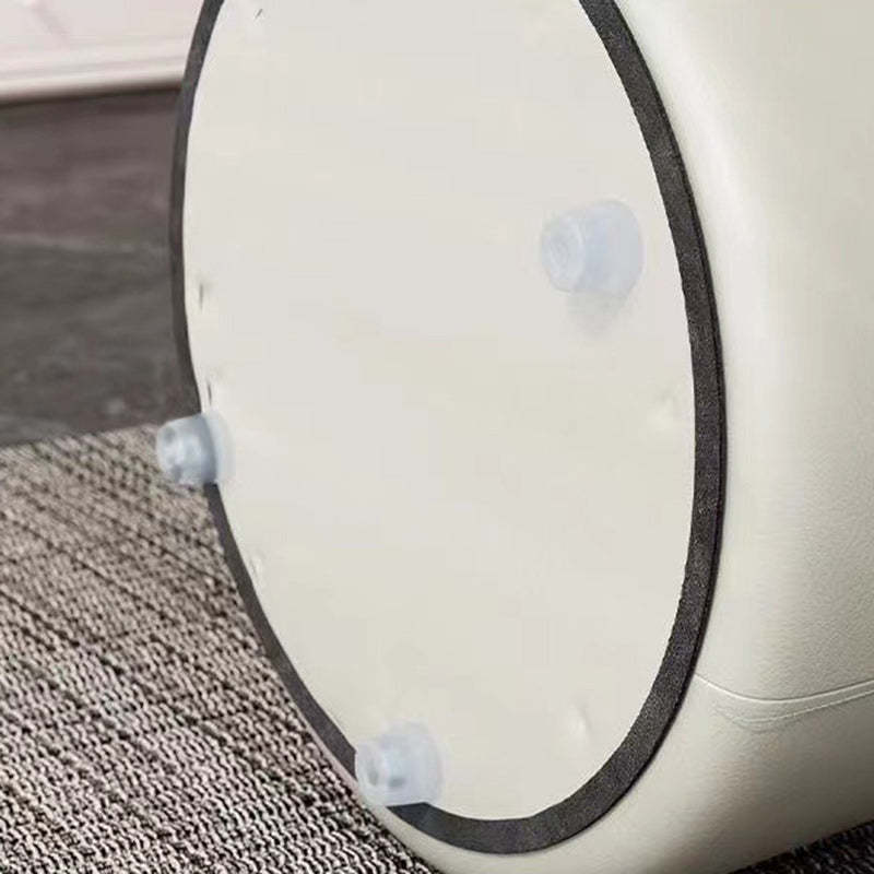 Minimalist Leather Wood Cylindrical Vanity Stool