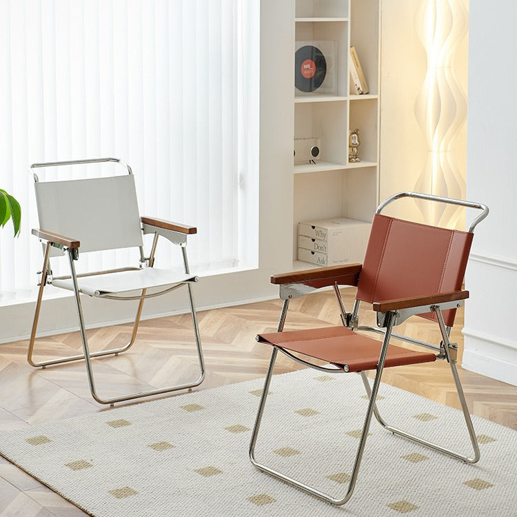 Nordic Saddle Leather Steel Dining Chair