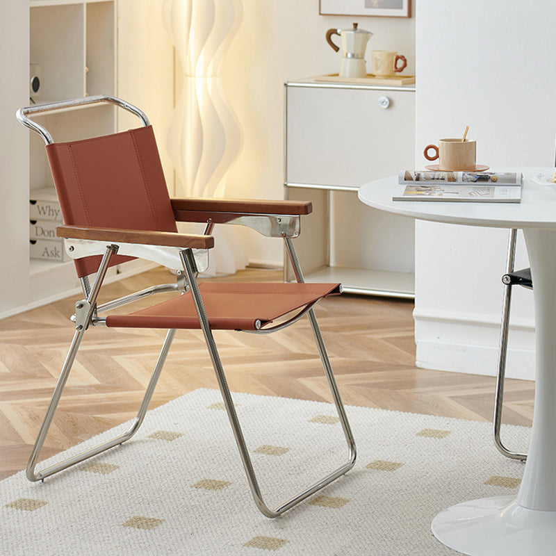 Nordic Saddle Leather Steel Dining Chair