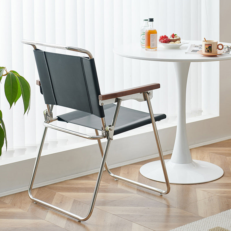 Nordic Saddle Leather Steel Dining Chair