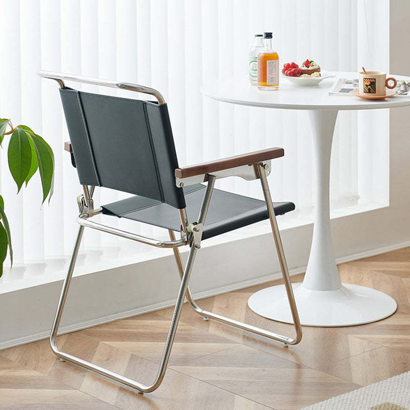 Nordic Saddle Leather Steel Dining Chair