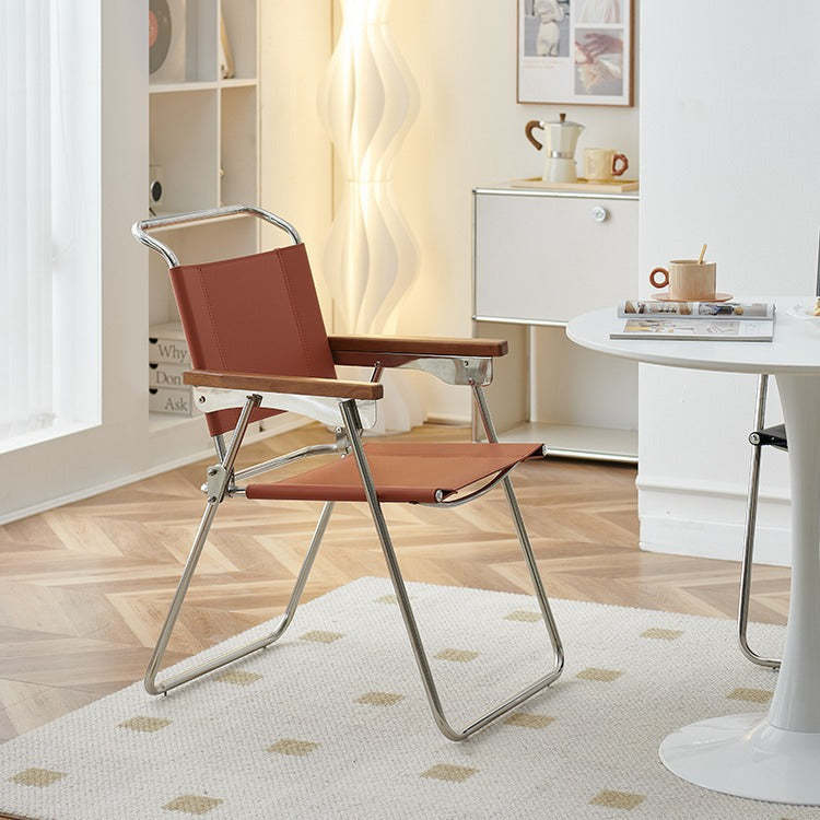 Nordic Saddle Leather Steel Dining Chair — Black
