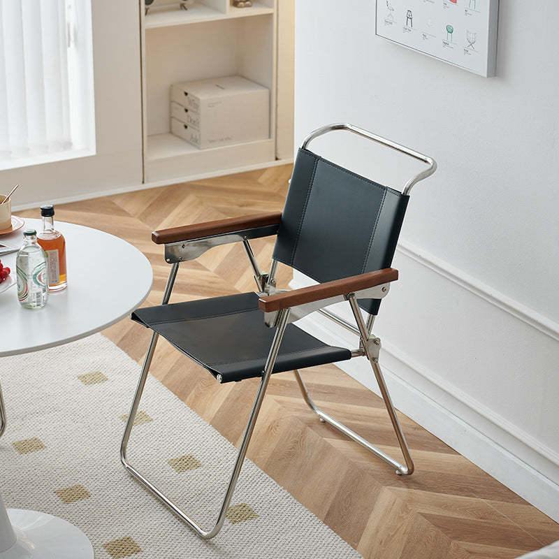 Nordic Saddle Leather Steel Dining Chair — White
