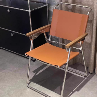 Nordic Saddle Leather Steel Dining Chair