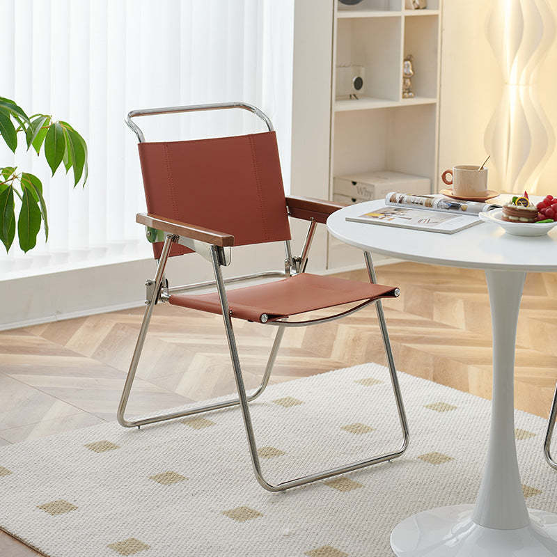 Nordic Saddle Leather Steel Dining Chair